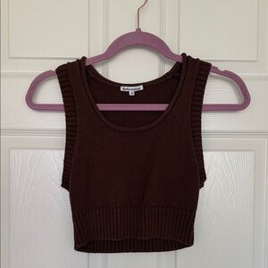 Reformation Chocolate Brown Norma Knit Crop Top XS